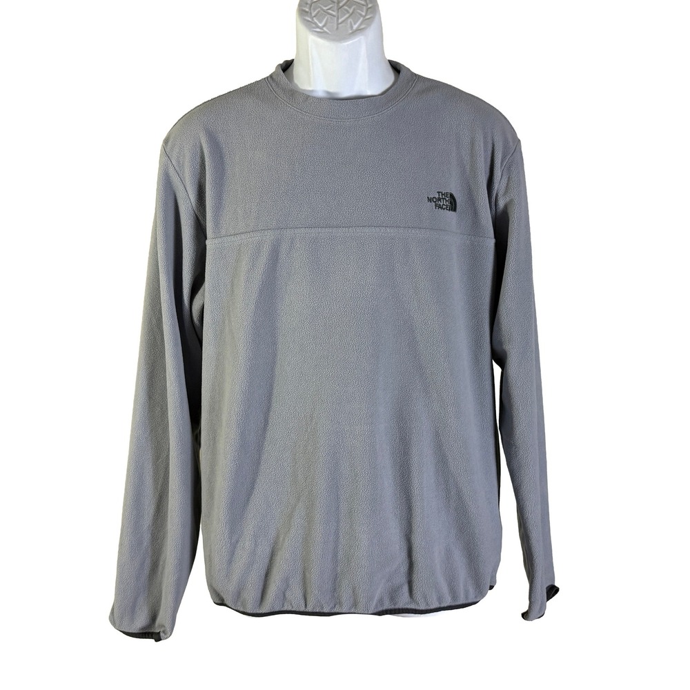 The North Face Fleece Pullover Mens Medium Gray Crew Neck Long Sleeve Logo